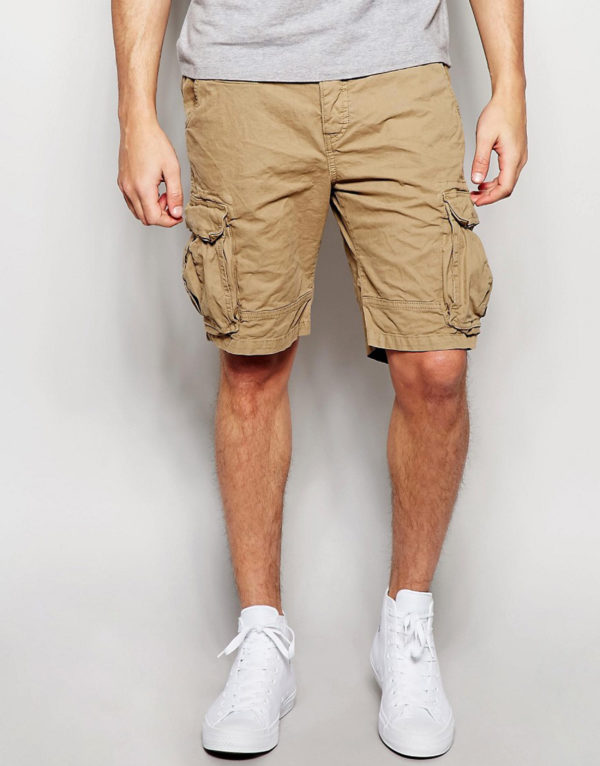 SIX POCKETS KNEE LENGTH CARGO SHORTS