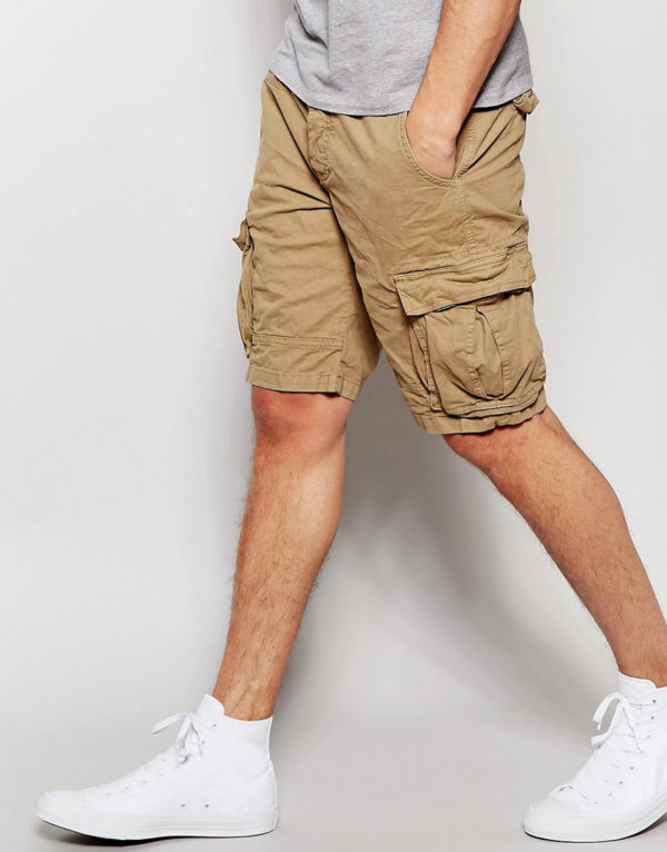 SIX POCKETS KNEE LENGTH CARGO SHORTS