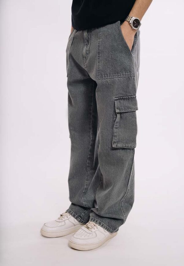 Utility Pocket Cargo Jeans - Dark Grey - Image 2