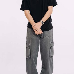 Utility Pocket Cargo Jeans – Dark Grey