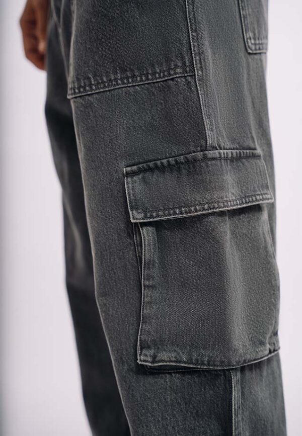 Utility Pocket Cargo Jeans - Dark Grey - Image 3
