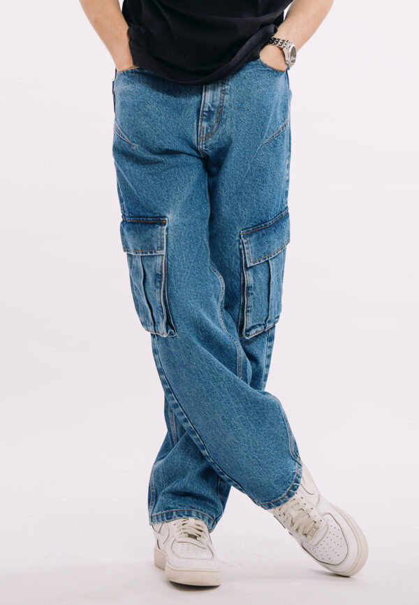 Utility Pocket Jeans - Mid Blue Wash - Image 2
