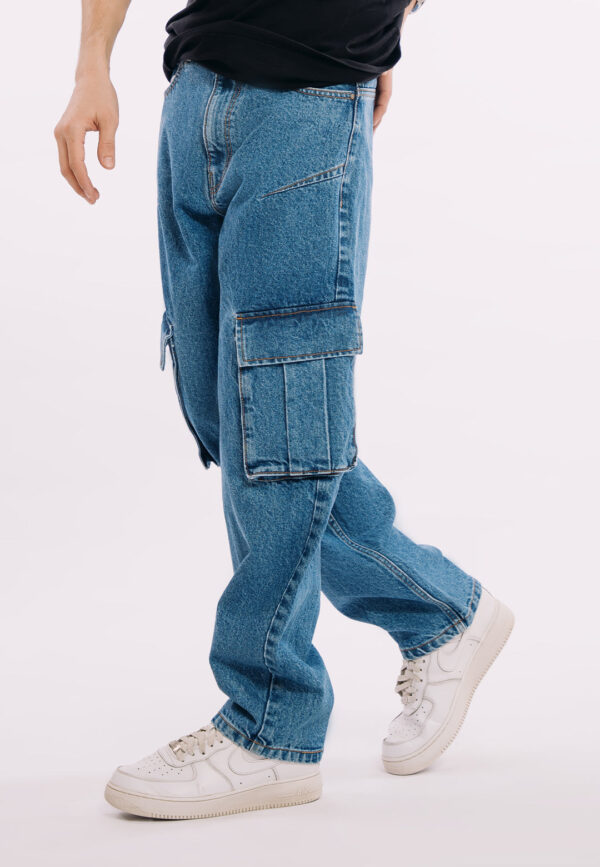 Utility Pocket Jeans - Mid Blue Wash - Image 3