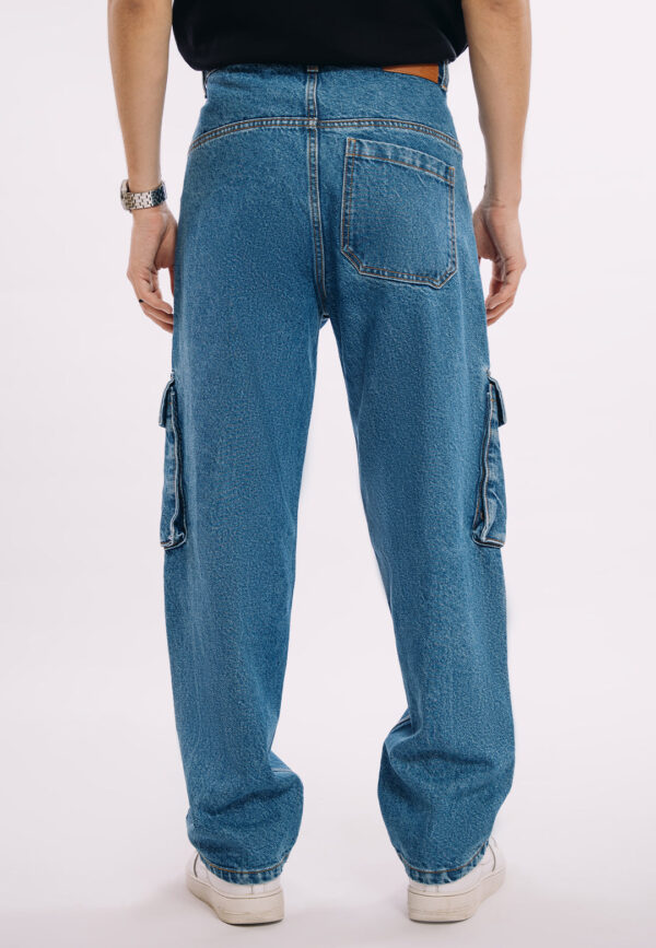 Utility Pocket Jeans - Mid Blue Wash - Image 4