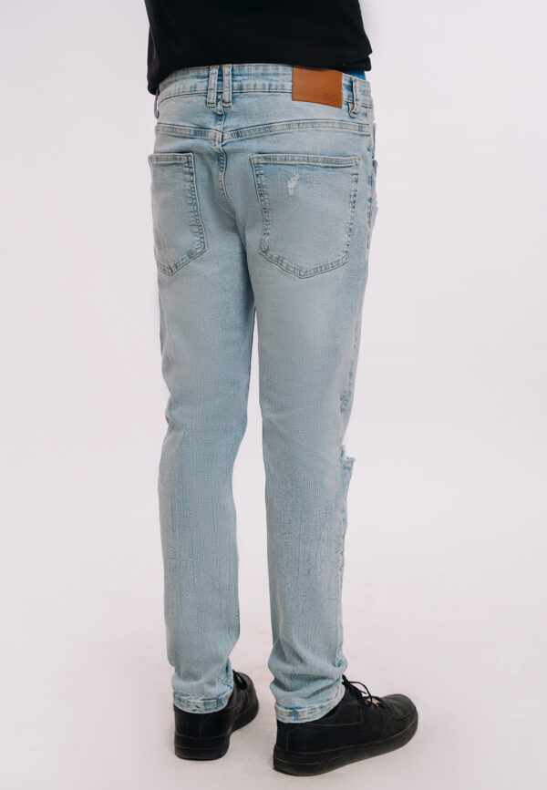 Skinny Fit Ripped Jeans - Light Blue Wash - Image 5